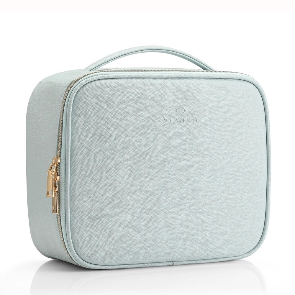 Vlando Travel Makeup Case Organizer Vanity Cosmetic Train Case Mint